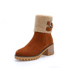 Load image into Gallery viewer, Women&#39;s thick heel leather buckle warm boots
