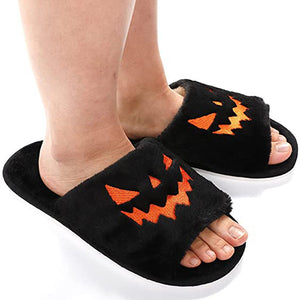 Halloween Jack-O-Lantern Soft Plush Comfort Slippers