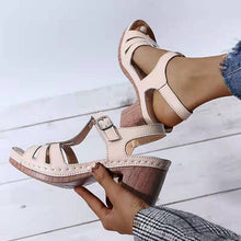 Load image into Gallery viewer, Summer women&#39;s metal buckle hollow high-heeled sandals
