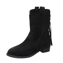 Load image into Gallery viewer, Winter tassel thick heel pointed toe high boots

