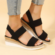 Cargar imagen en el visor de la galería, Stretch Peep Toe Casual Side Hollow Slope Bottom Sandals
