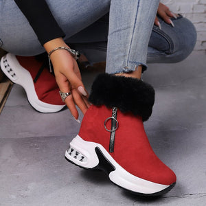 Short-calf suede warm and height-increasing cotton boots