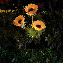 Load image into Gallery viewer, Led Solar Sunflower Three Head Lawn Garden Decorative Landscape Outdoor Lamp
