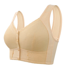 Cargar imagen en el visor de la galería, Front-Clasp Soft Cotton Lace Wire-Free Plus Size Bra for Middle-Aged and Elderly
