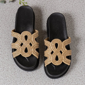 Women's Summer Rhinestone Thick Soled Slippers