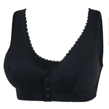 Cargar imagen en el visor de la galería, Button Front Lace Trim Soft Cotton Tank Bra
