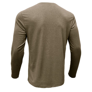 Mens Casual Round Neck Buttons Shirt Tops Soild Color Long Sleeves Slim Fit Tee