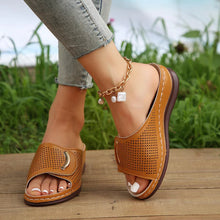 Cargar imagen en el visor de la galería, Women&#39;s Breathable Casual Solid Color Wedge Slippers with Wide Straps
