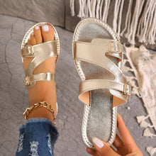 Cargar imagen en el visor de la galería, Women&#39;s Buckled Flat Open Toe Beach Sandals
