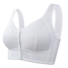 Cargar imagen en el visor de la galería, Front-Clasp Soft Cotton Lace Wire-Free Plus Size Bra for Middle-Aged and Elderly
