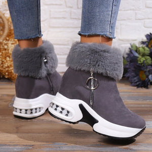 Short-calf suede warm and height-increasing cotton boots