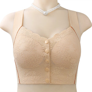 Women's Front Button No Steel Ring Breathable Bra