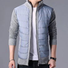 Cargar imagen en el visor de la galería, Men&#39;s CardiganFashion Patchwork knitted Zipper Stand Collar Thick Jackets
