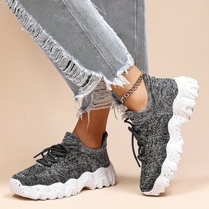 Women's Large Size Color Block Thick Sole Sneakers