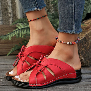 Women's Bow Decorated Wedge Thick Sole Light Slippers