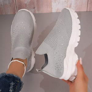 Women's Flyknit Mesh Rhinestone Casual Shoes