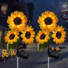 Cargar imagen en el visor de la galería, Led Solar Sunflower Three Head Lawn Garden Decorative Landscape Outdoor Lamp
