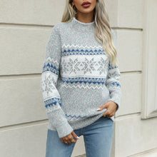 Cargar imagen en el visor de la galería, Women&#39;s Christmas Knitwear 2024 Long Sleeve Loose Half Turtleneck Snowflake Sweater for Women
