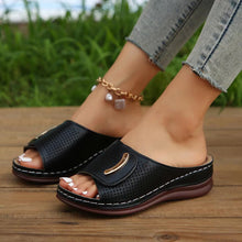 Cargar imagen en el visor de la galería, Women&#39;s Breathable Casual Solid Color Wedge Slippers with Wide Straps
