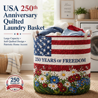 USA 250th Anniversary Quilted Laundry Basket