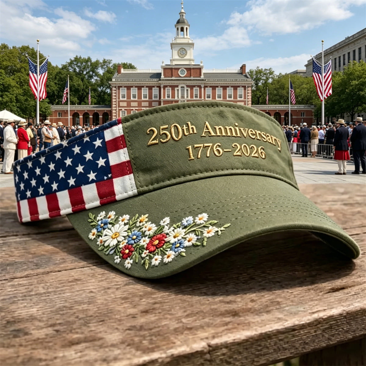 USA 250th Anniversary Embroidered Visor
