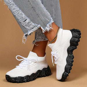 Women's Large Size Color Block Thick Sole Sneakers