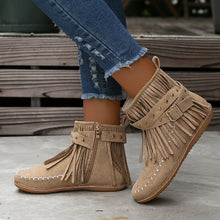 Load image into Gallery viewer, Women&#39;s Suede Fringe Drop Round Toe Flat Boots
