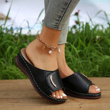 Cargar imagen en el visor de la galería, Women&#39;s Breathable Casual Solid Color Wedge Slippers with Wide Straps
