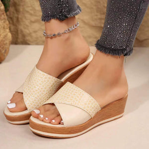 Women Fashion Versatile Fish Mouth Breathable  Heel Thick Sole Slipper