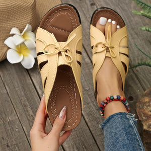 Women's Bow Decorated Wedge Thick Sole Light Slippers