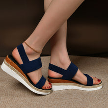 Cargar imagen en el visor de la galería, Stretch Peep Toe Casual Side Hollow Slope Bottom Sandals
