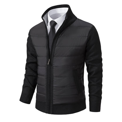 Men's CardiganFashion Patchwork knitted Zipper Stand Collar Thick Jackets