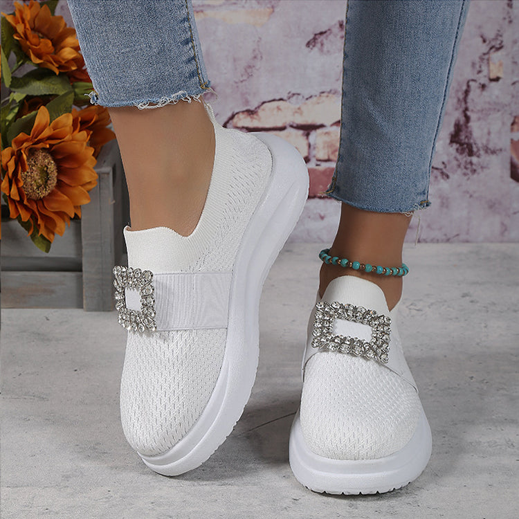 Women's Mesh Rhinestone Thick Sole Casual Shoes