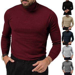 Men's Cotton Blend Turtle Neck Knitted Slim Sweater