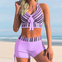 Cargar imagen en el visor de la galería, Traje de baño estampado de bikini con falda boxer dividida de talla grande explosiva para mujer - España
