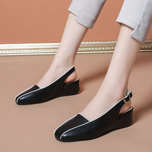 2023 Nueva moda casual señoras color sólido suave fondo pendiente sandalias de tacón