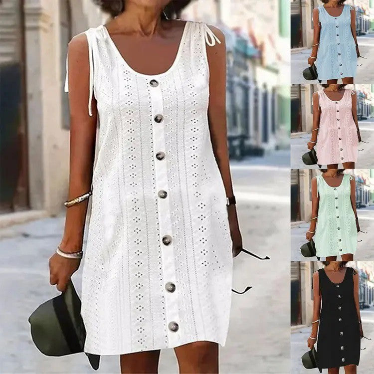 Envío gratis🔥Vestido sexy casual de cuello en U de color sólido para mujer - España Success - España