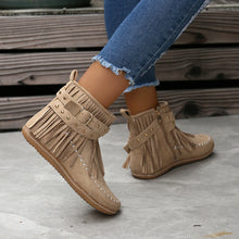 Cargar imagen en el visor de la galería, Women&#39;s Suede Fringe Drop Round Toe Flat Boots
