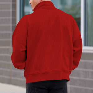 Men's Solid Color Casual Fleece Warm Zipper Stand Sweatshirt