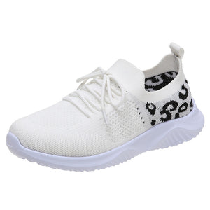 Ladies Round Toe Mesh Breathable Flat Sneakers