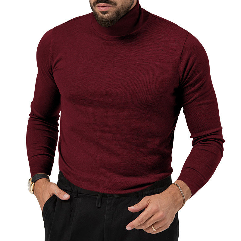 Men's Cotton Blend Turtle Neck Knitted Slim Sweater