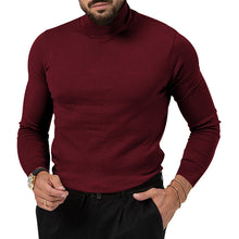 Cargar imagen en el visor de la galería, Men&#39;s Cotton Blend Turtle Neck Knitted Slim Sweater
