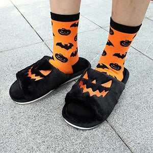 Halloween Jack-O-Lantern Soft Plush Comfort Slippers