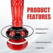 Cargar imagen en el visor de la galería, Glass Hummingbird Feeder, 6 Feeding Ports
