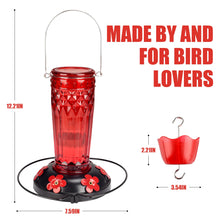 Load image into Gallery viewer, Glass Hummingbird Feeder, 6 Feeding Ports
