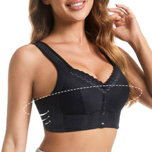 Cargar imagen en el visor de la galería, Front-Clasp Soft Cotton Lace Wire-Free Plus Size Bra for Middle-Aged and Elderly
