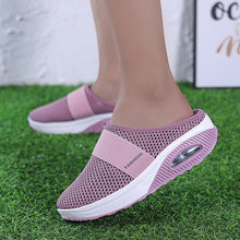 Cargar imagen en el visor de la galería, Women Daily Fly Knit Fabric Summer Air Cushion Mule Slippers
