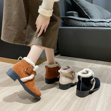 Load image into Gallery viewer, Women&#39;s Cuffed Martin Boots Winter Warm Belt Buckle Snow Boots
