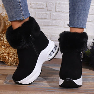 Short-calf suede warm and height-increasing cotton boots