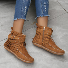 Cargar imagen en el visor de la galería, Women&#39;s Suede Fringe Drop Round Toe Flat Boots
